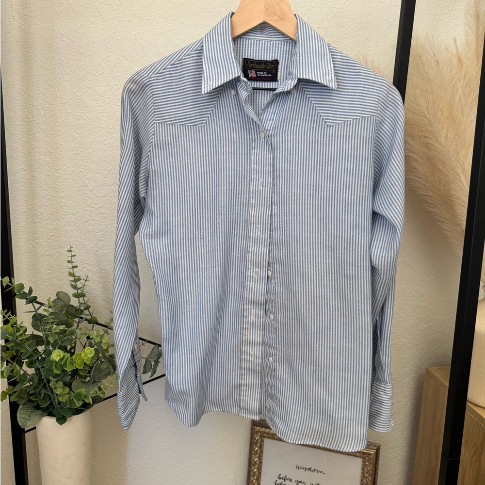 Womens Blue Striped Shirt